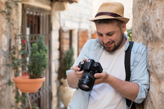 Free photo young male tourist in montenegro