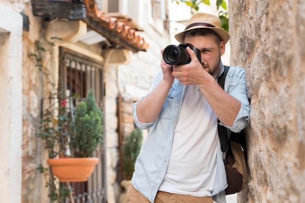 Free photo young male tourist in montenegro