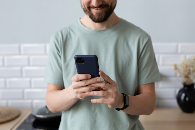 Young man chatting