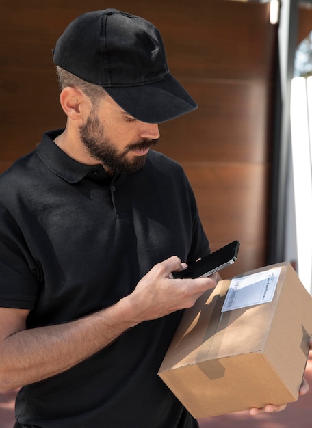 Free photo young man delivering an order