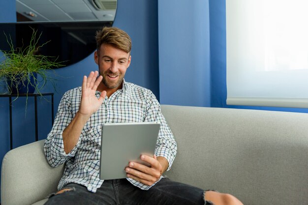 Young man enjoying new technologies