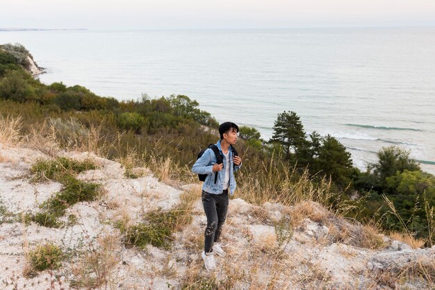 Young man enjoying trip