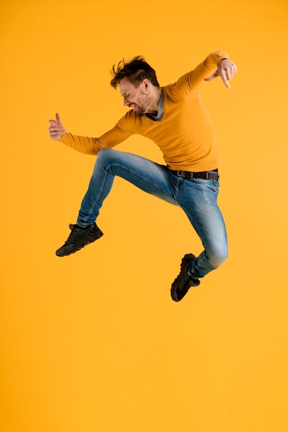 Young man jumping