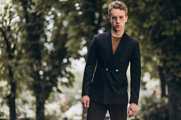 Young man model posing in the street