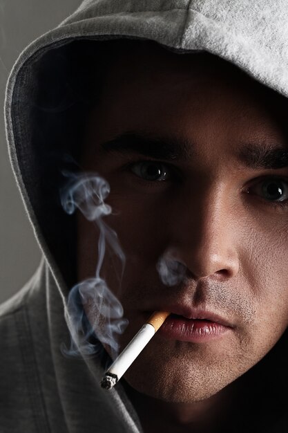 Young man smoking