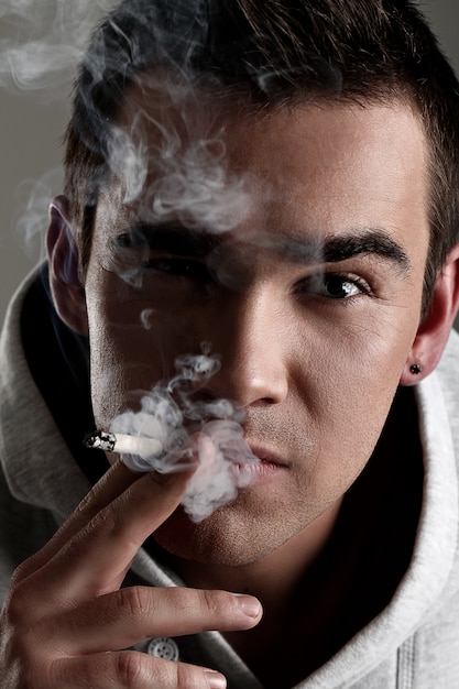 Young man smoking