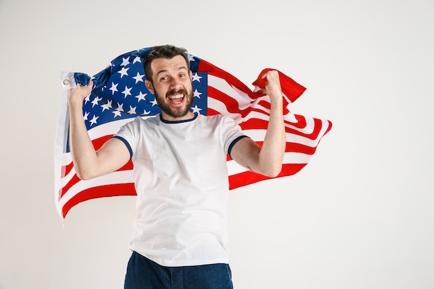 Young man with the flag of United States of America