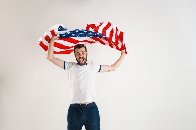 Young man with the flag of United States of America