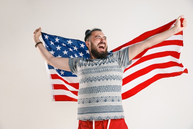 Young man with the flag of United States of America