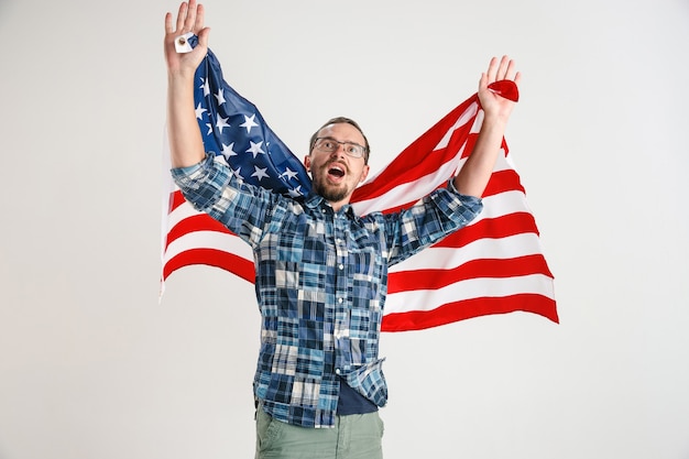 Young man with the flag of United States of America