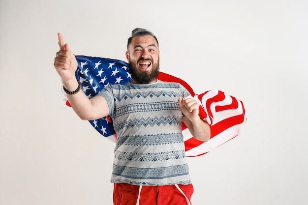 Young man with the flag of United States of America