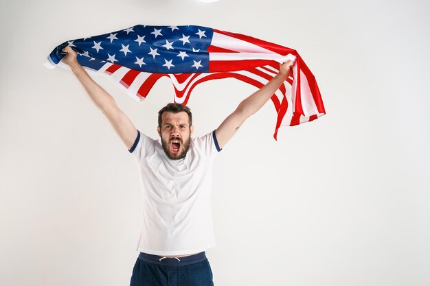 Young man with the flag of United States of America