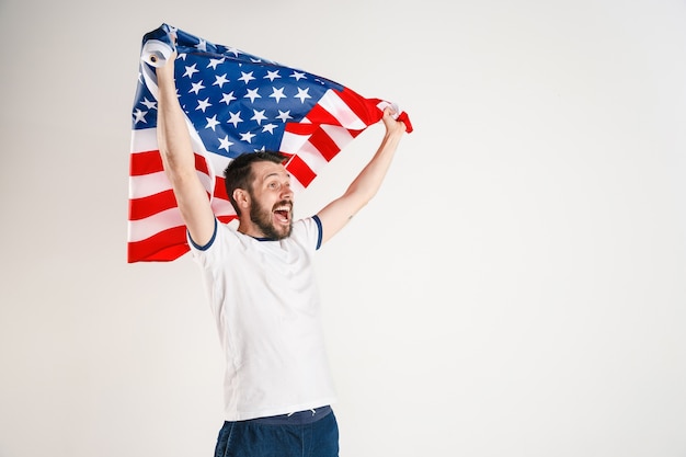 Young man with the flag of United States of America