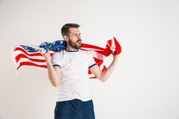 Young man with the flag of United States of America