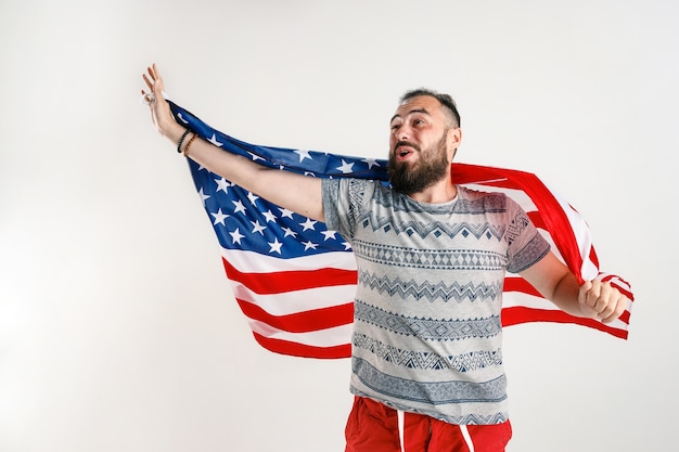 Young man with the flag of United States of America