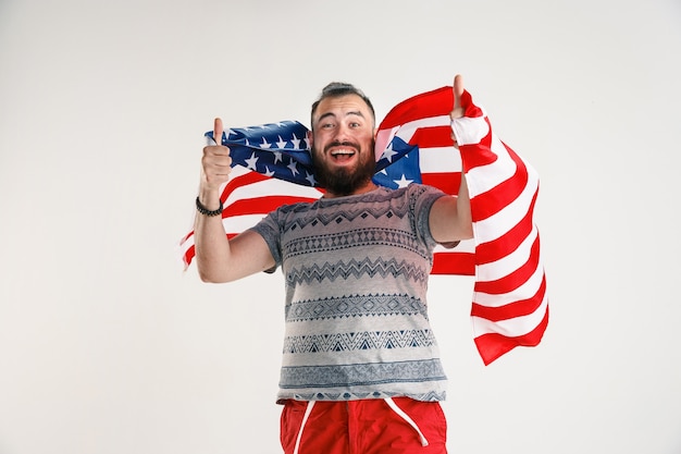 Young man with the flag of United States of America