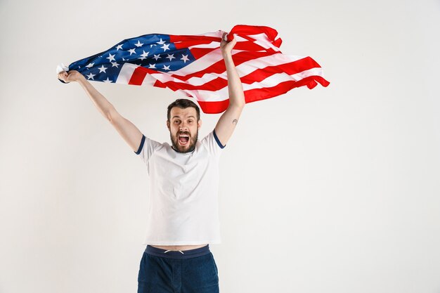 Young man with the flag of United States of America