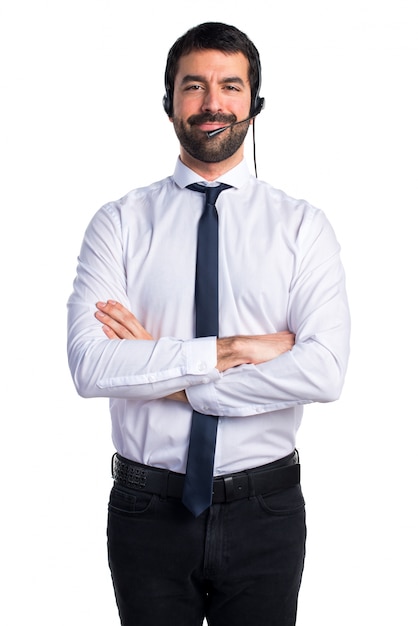 Young man with a headset