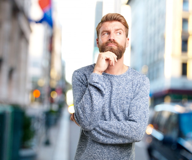 Free photo young man worried expression