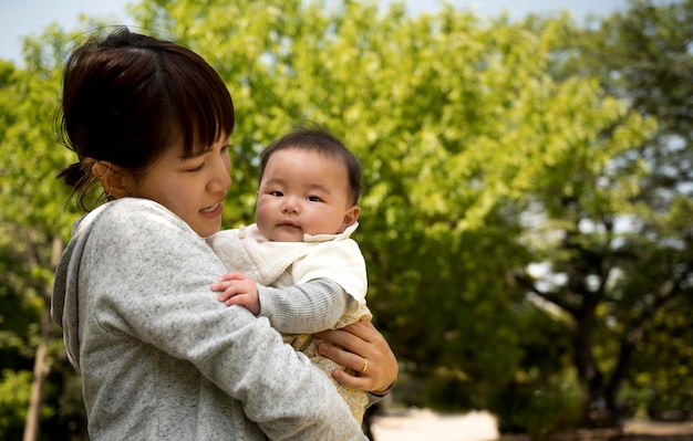 Young mother spending time with her baby