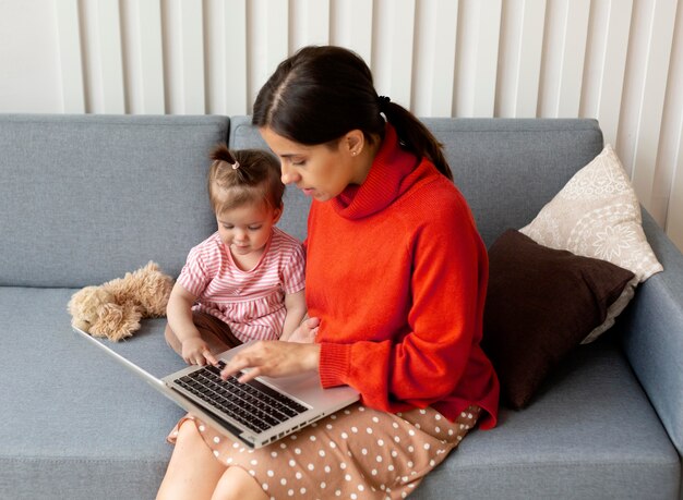 Young mother spending time with her daughter