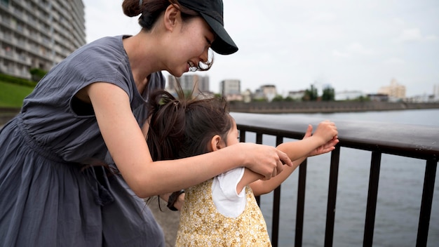 Young mother spending time with her daughter