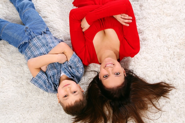 Young mother with five years son