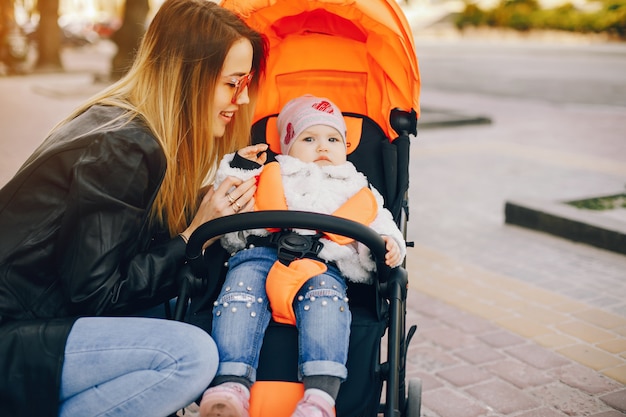 young mother with little daughter