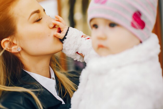 young mother with little daughter