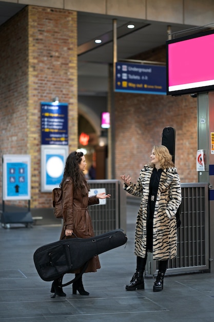 Young musicians singing around the city