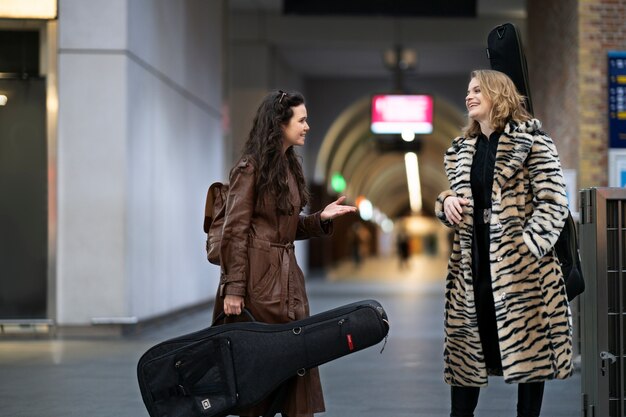 Young musicians singing around the city