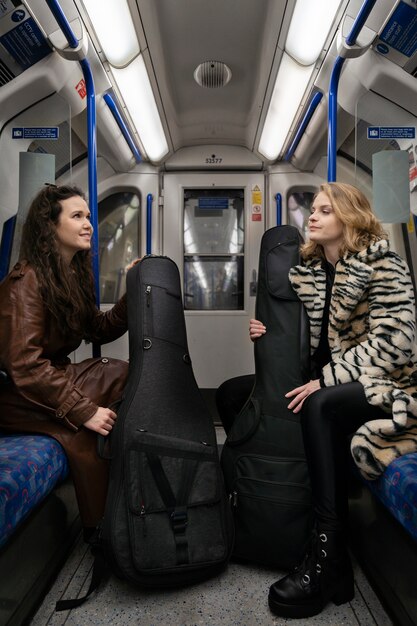 Young musicians singing around the city