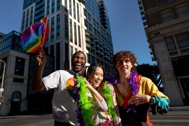 Free photo young people celebrating pride month