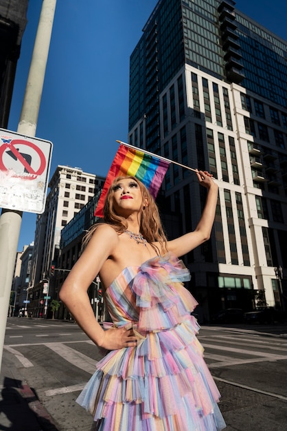 Free photo young people celebrating pride month