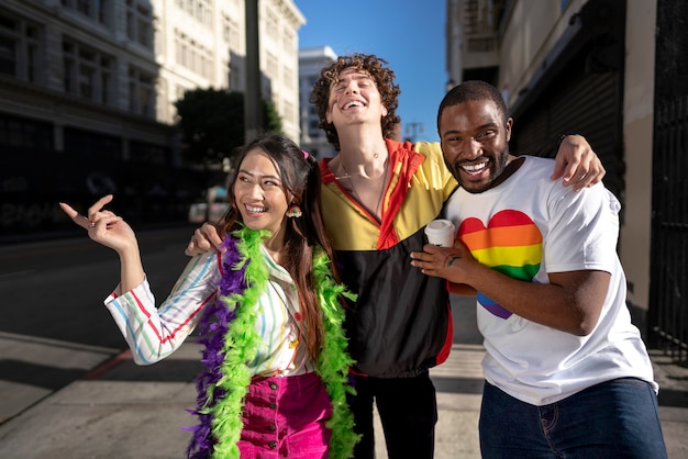 Young people celebrating pride month