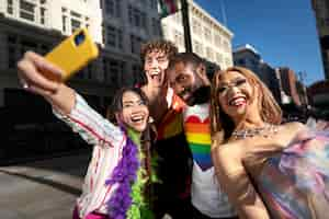 Free photo young people celebrating pride month