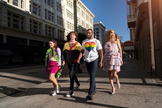 Young people celebrating pride month