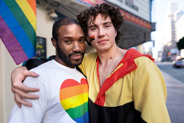 Free photo young people celebrating pride month