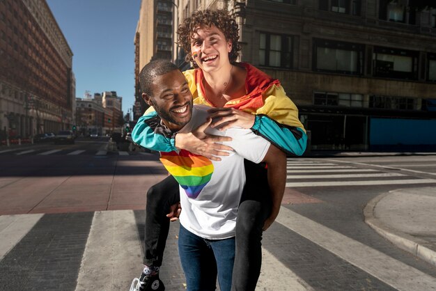 Young people celebrating pride month