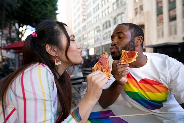 Young people celebrating pride month