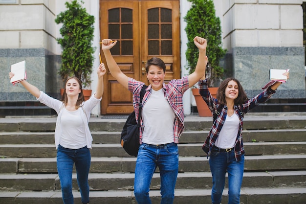 Young people looking victorious