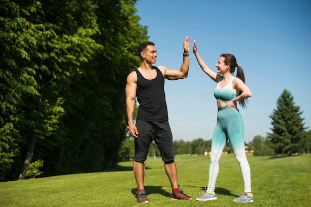 Young people practicing sport outdoor