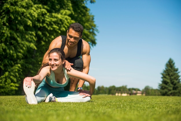 Young people practicing sport outdoor