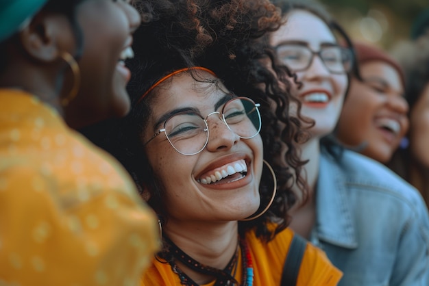 Young people relaxing together