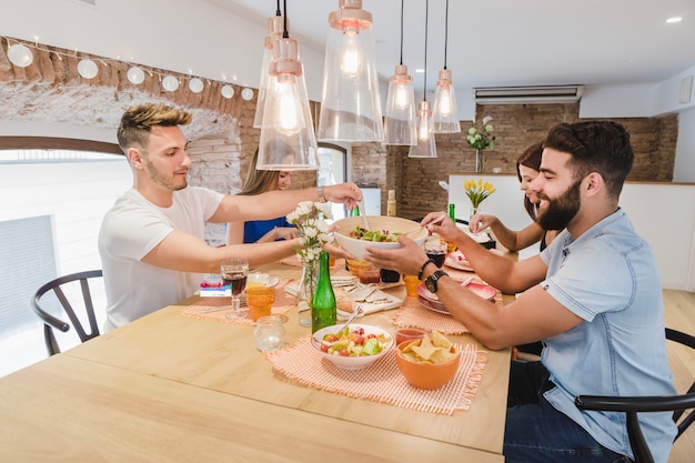 Young people reunited at table