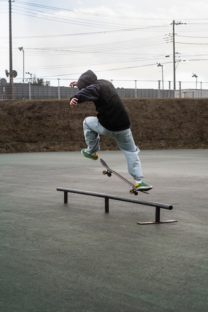 Young people skateboarding in japan