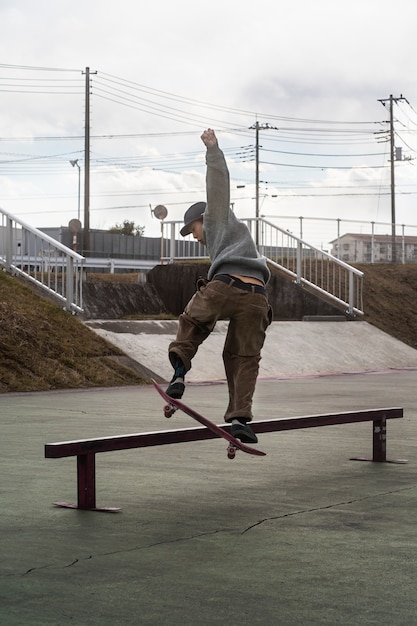 Young people skateboarding in japan