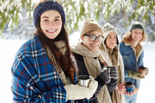 Young People on Winter Vacation