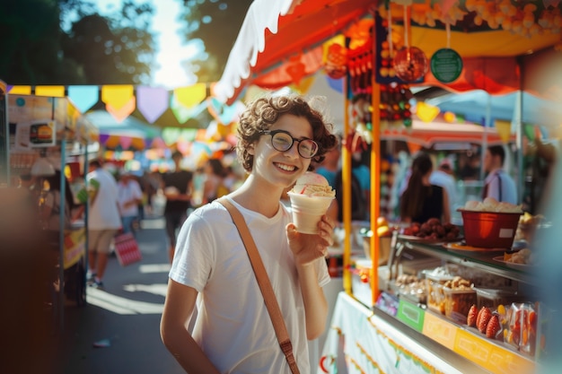 Free Photo young person enjoying a meal