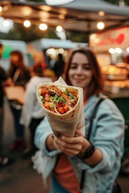 Free photo young person enjoying a meal